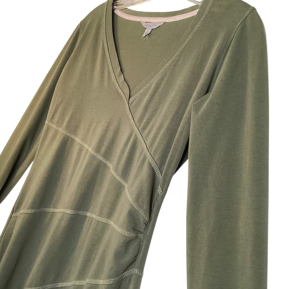 Athleta Olive Green Organic Cotton Long Sleeve Dress S Small Tall Outdoors EUC - Picture 3 of 11